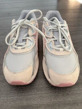 Asics Kids Light Gray and Pink Sneakers